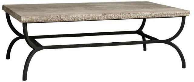 Universal Explore Home™ Griffith Park Beige Cocktail Table with Rubbed Bronze Base-0