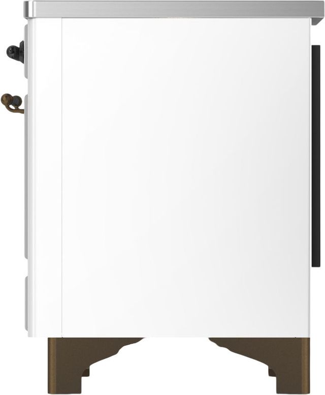 Ilve® Majestic III 40" White Pro Style Induction Range with Triple Glass Door and Burnished Trim-3