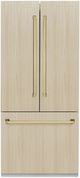 ZLINE Autograph Edition 36" 19.6 Cu. Ft. Panel Ready Built In Counter Depth French Door Refrigerator with Polished Gold Accents-0