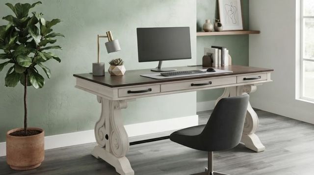 Sunny Designs™ Pasadena Buckskin/Marble White Writing Desk-1