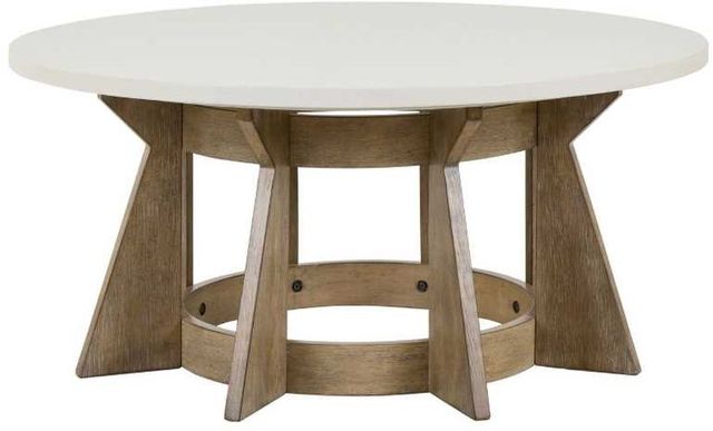 Liberty Furniture Berkley Square Linen Round Cocktail Table with Khaki Base-2