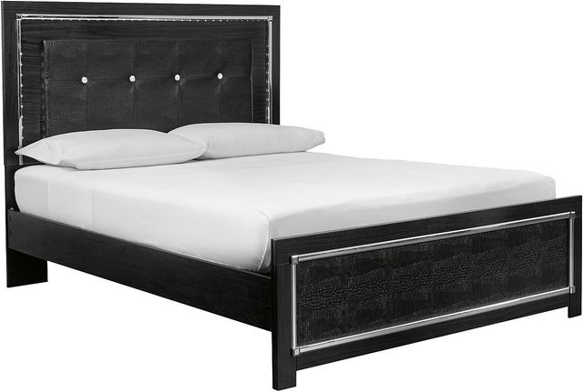Signature Design by Ashley® Kaydell 2-Piece Black Queen Upholstered Panel Bed Set-1
