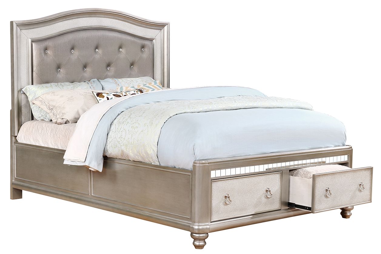 Coaster Bling Game Metallic Platinum Queen Headboard Homelife Furniture Mattress Tracy CA