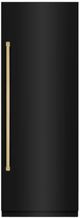 ZLINE Autograph Edition 30 in. 16.7 Cu. Ft. Column Refrigerator in Black Stainless Steel with Graphite Gray Interior and Polished Gold Accents-0