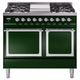 Ilve® Nostalgie II Noblesse 40'' Emerald Green Pro Style Dual Fuel Range with Chrome Trim-0