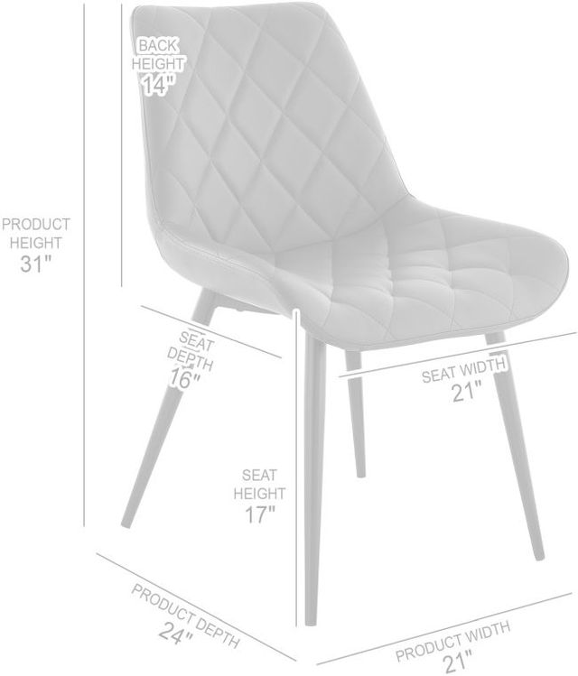 Armen Living Loralie 2-Piece Gray/Matte Black Dining Side Chair Set-2