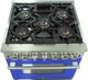 FORNO® Capriasca 30" Stainless Steel Pro Style Dual Fuel Range with Blue Door-4