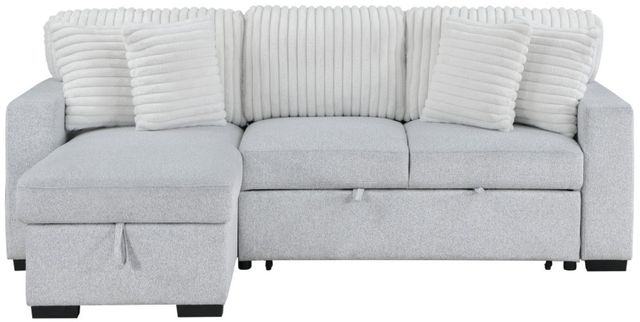Global Furniture USA Light Gray/White Reversible Pull-Out Sofa Bed -0