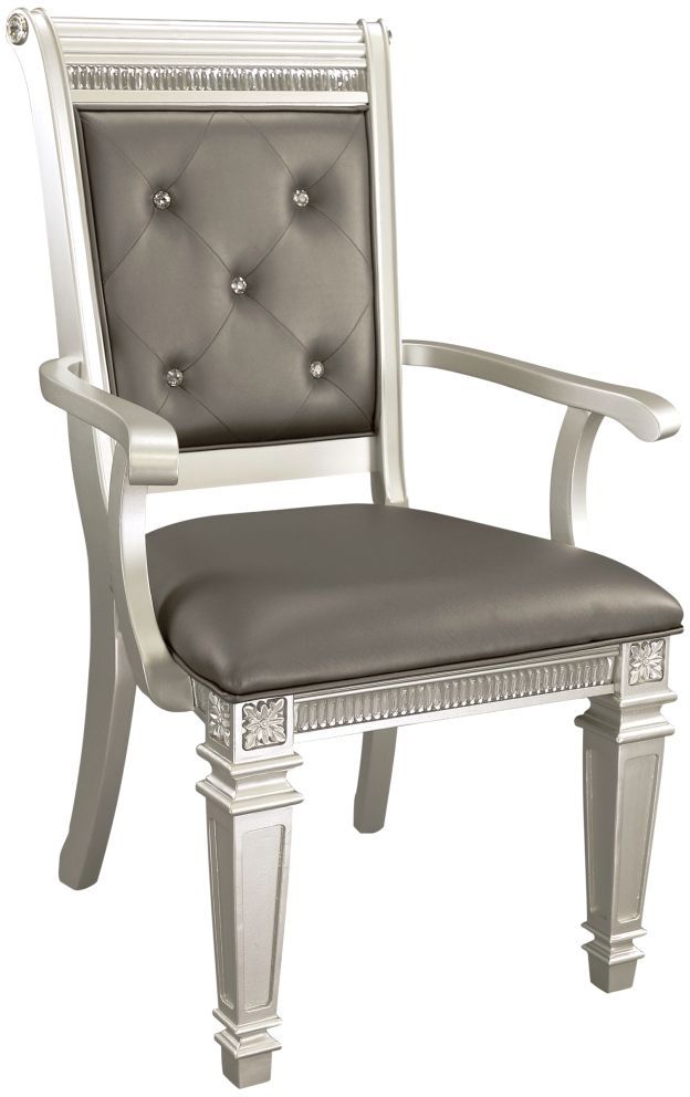 Homelegance® Bevelle Dark Gray/Silver Dining Arm Chair-0