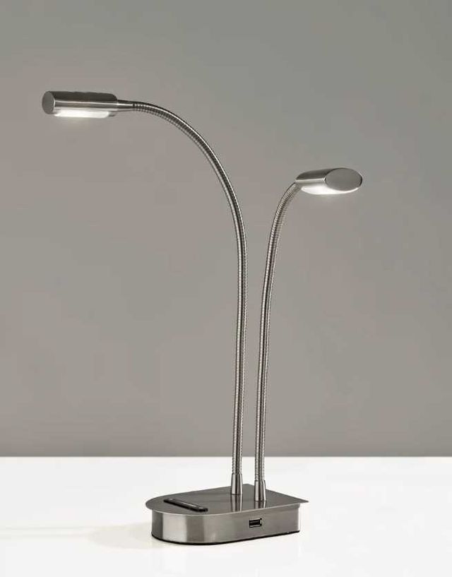 Adesso® Eternity Brushed Steel LED 2-Arm Desk Lamp-1