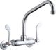 Elkay Chrome Foodservice 3-8" Adjustable Centers Wall Mount Faucet with 8" High Arc Spout and 4" Wristblade Handles-0