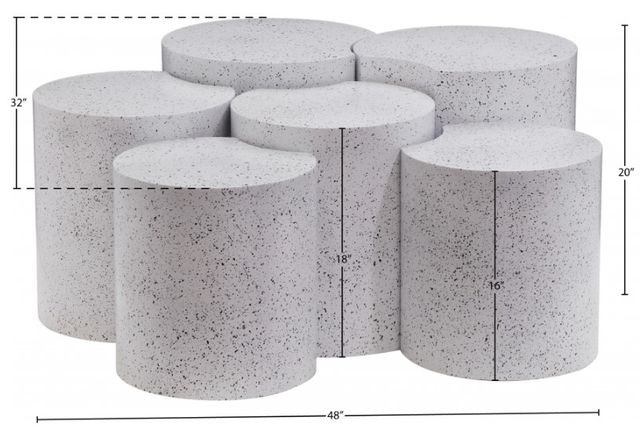 Meridian Furniture Dimple 6-Piece White Modular Nesting Coffee Table Set-3
