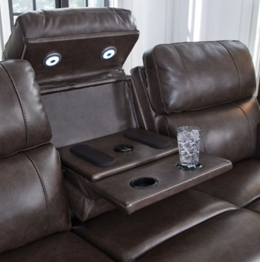 Signature Design by Ashley® Crossplex Smoke Power Reclining Sofa with Adjustable Headrest-4