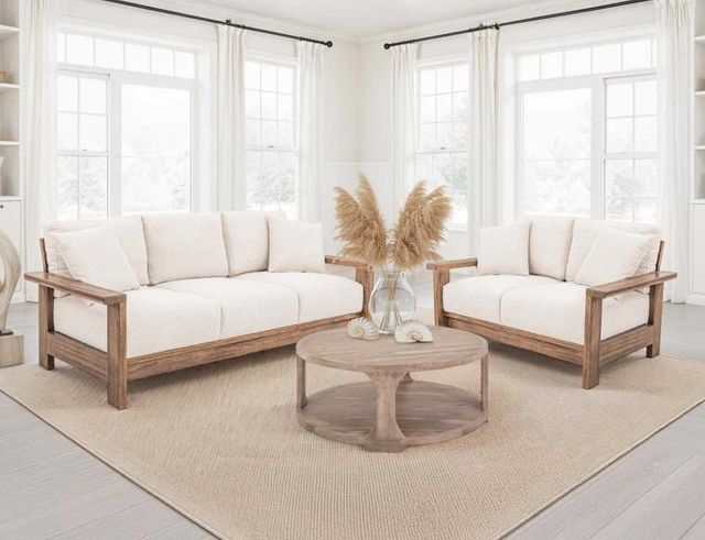 International Furniture Direct Duna Lacquer Brown/Pearl Upholstered Loveseat-1