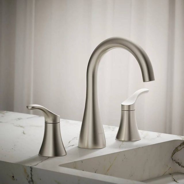 KOHLER® Simplice® Vibrant Brushed Nickel Widespread Bathroom Sink Faucet-3