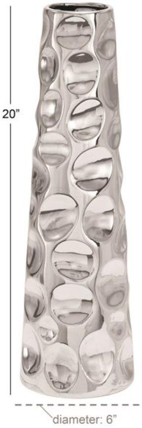 Deco Marche Silver Cone Vase with Concaved Bubble Texture-2
