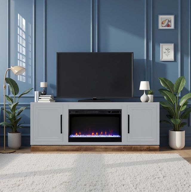 Legends Home Nora Barnwood/Jasmine White Fireplace TV Console-1