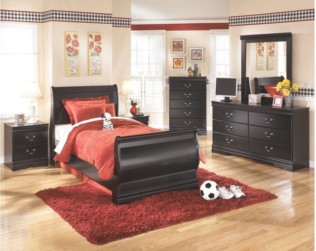Signature Design by Ashley® Huey Vineyard 2-Piece Black Twin Sleigh Bed Set-4