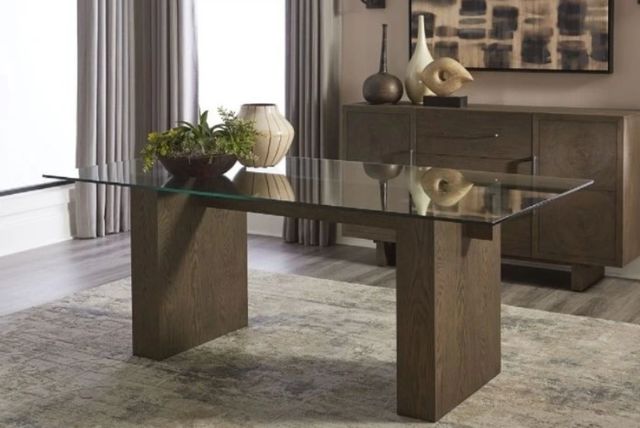 Modus Furniture Oakland Glass Top Dining Table with Brunette Base -1