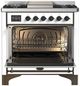Ilve® Majestic III 36'' White Pro Style Dual Fuel Liquid Propane Range with Triple Glass Door and Burnished Trim-2