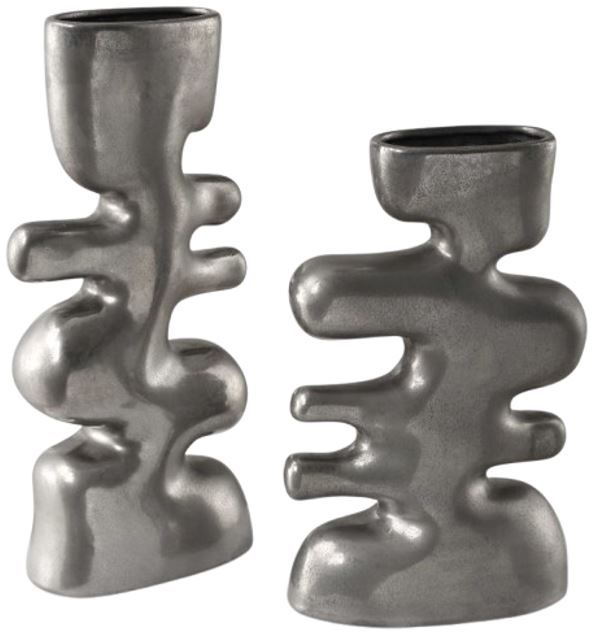 Uttermost® Free Flowing 2-Piece Nickel Vase Set-0