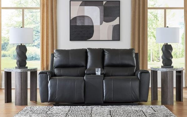 Signature Design by Ashley Glossmore Black Manual Reclining Loveseat with Console