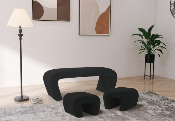 Meridian Furniture Odelia Black Boucle Bench-3