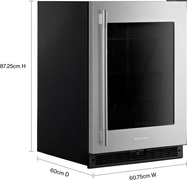 KitchenAid® 24" 5.2 Cu. Ft. Stainless Steel Beverage Center with Glass Door-2