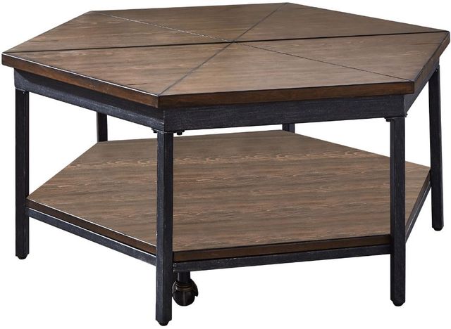Steve Silver Co. Ultimo Mocha Hexagon Lift-Top Cocktail Table with Black Base-0