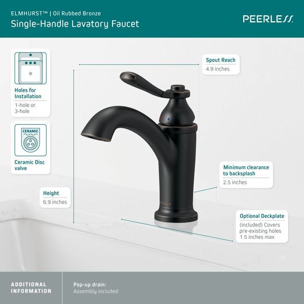 Peerless Elmhurst® Oil Rubbed Bronze Single Handle Bathroom Faucet-2