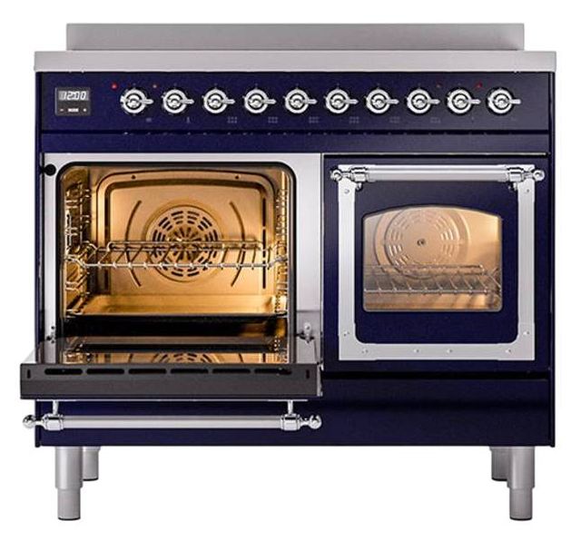 Ilve® Nostalgie II Noblesse 40'' Midnight Blue Pro Style Induction Range with Chrome Trim-3