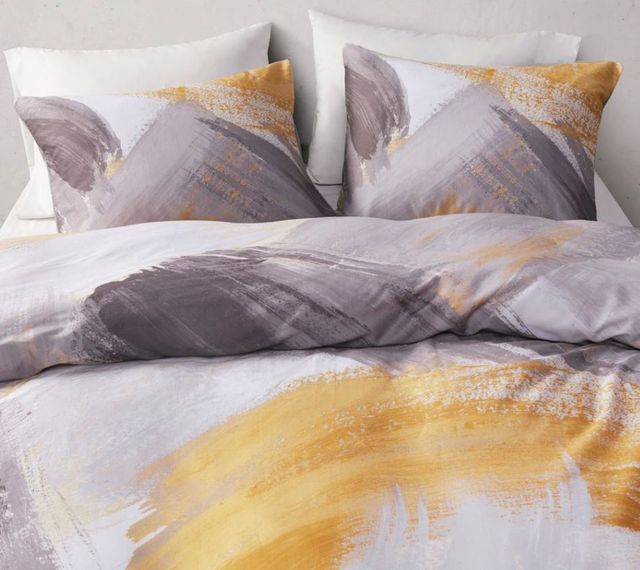 Olliix by CosmoLiving Andie Grey and Yellow Full/Queen Cotton Printed Comforter Set-3