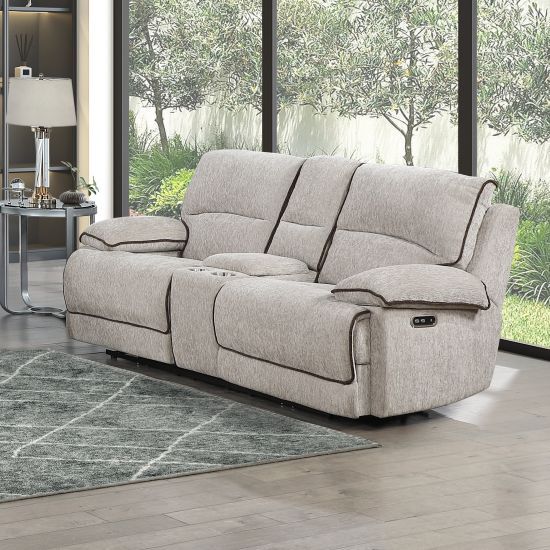New Classic® Home Furnishings Camden Brown Power Reclining Loveseat with Power Headrest and Footrest-1