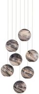 Currey & Company Palatino Blue Marbeled/Silver Round Multi-Drop Pendant Lighting-0
