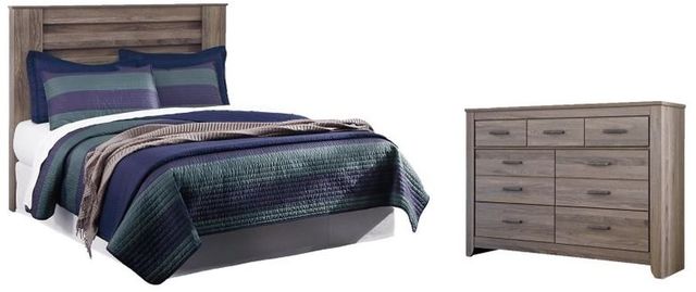 Signature Design by Ashley® Zelen 2-Piece Warm Gray Queen/Full Panel Headboard Set-0