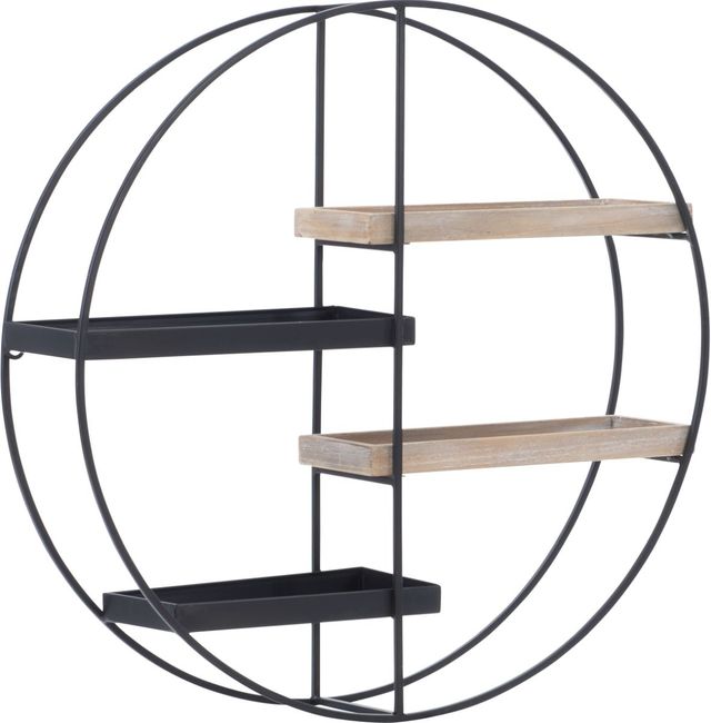 Linon Lindell Black/Grey Wash Wall Shelf-0