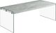 Monarch Specialties Inc. Grey Cement Coffee Table with Tempered Glass Base-0