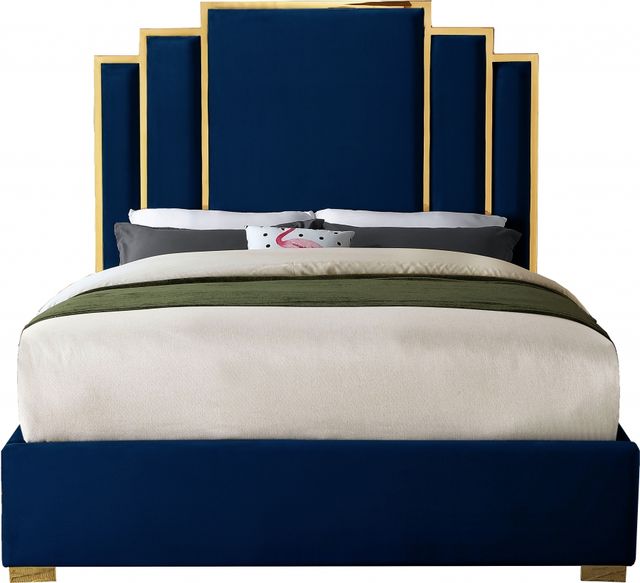 Meridian Furniture Hugo Navy Velvet King Bed-1