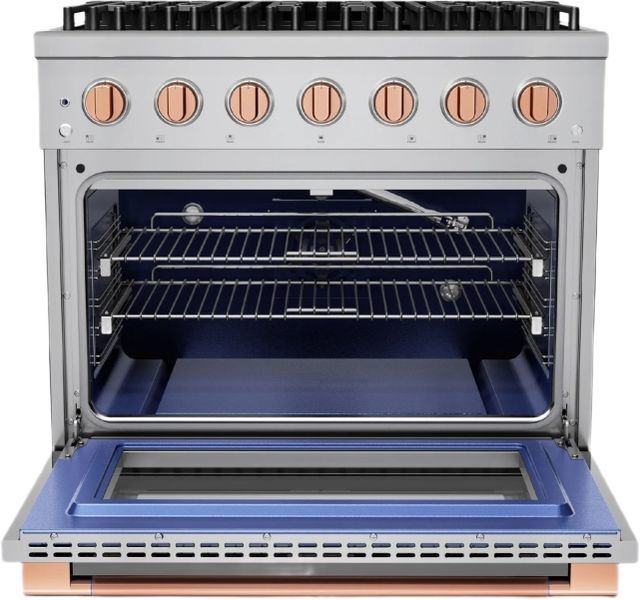 Hauslane HausPro Range 36" Stainless Steel Pro-Style Gas Range with Rose Gold Knobs-2