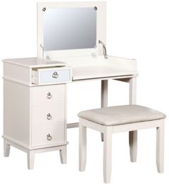 Linon Eva 2-Piece White Gloss Vanity Set