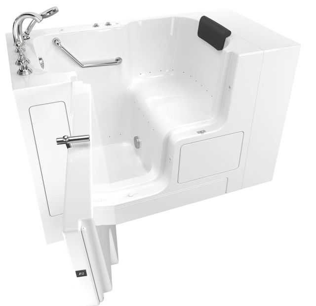 American Standard Gelcoat Premium Series White 32" x 52" Walk-In Tub with Air Spa System - Left-Hand Drain with Faucet-0
