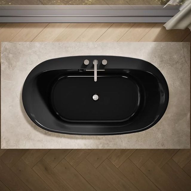 Kohler® Underscore® Black 65.5" x 35.75" Drop-In Bath with Bask® Heated Surface-2