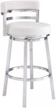 Armen Living Madrid Brushed Stainless Steel/White Bar Stool-0