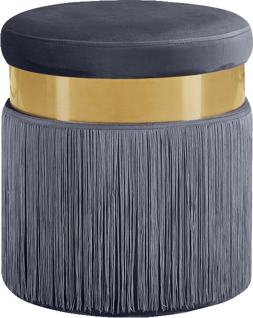 Meridian Furniture Yasmine Grey Velvet Stool-0