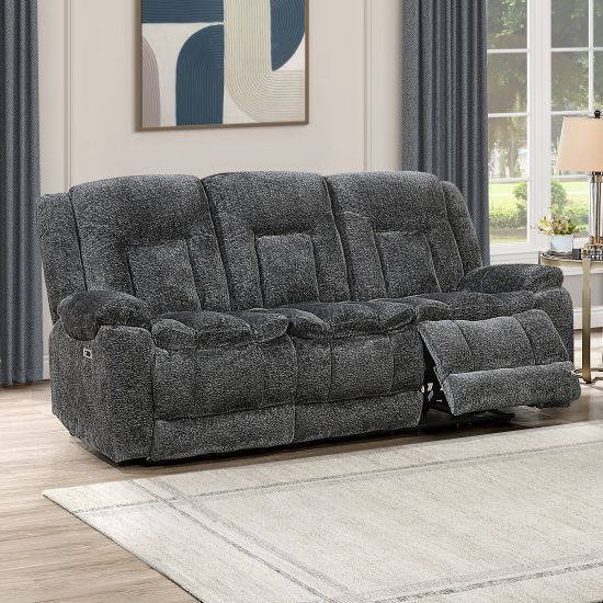 New Classic® Home Furnishings Stanwick Gray Power Reclining Sofa with Power Footrest-2