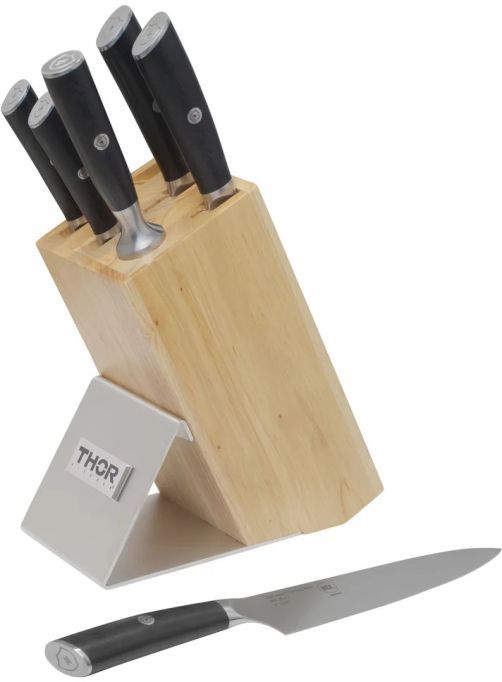 Thor Kitchen® 7-Piece Stainless Steel Knife Set with Knife Block Set-1