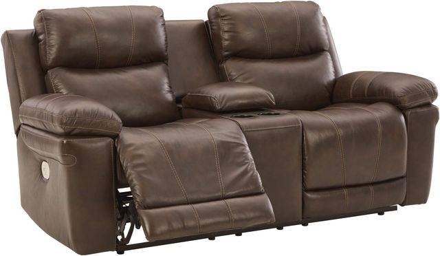 Signature Design by Ashley® Edmar Chocolate Power Reclining Console Loveseat-0