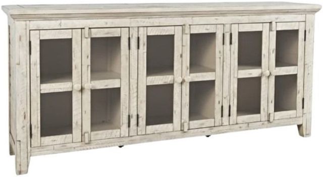 Jofran Inc. Rustic Shores Scrimshaw Cream 6-Door Low Accent Cabinet-0