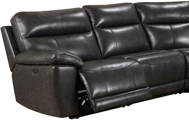 Leather Italia™ Shae Martin Grey Left Arm Facing Power Recliner with Power Headrest-0