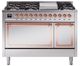 Ilve® Nostalgie II Noblesse 48'' Stainless Steel Pro Style Dual Fuel Range with Copper Trim-0